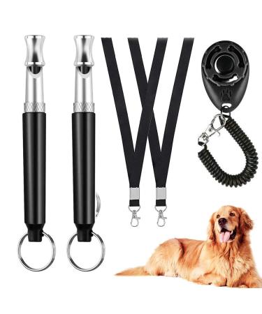 JIELIANGLI Ultrasonic Dog Whistle Set With Training Clicker And Black Lanyard High Pitch Frequencies Dog Whistle for Puppy Training Stop Barking and Recall your Dog Corrector Clicker Training 5pcs