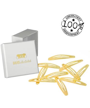 HAARallerliebst Oval Hair Clips - 10 Shiny Gold Clips (6 cm) with White Storage Box | International Shipping Available - Buy Online on GoSupps.com