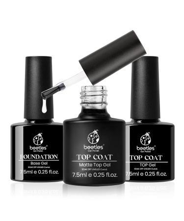 Beetles Gel Nail Polish Base & Matte Top Coat Set - Long Lasting Shine Effect 15ml Black Gel Polish - Buy Online on GoSupps.com
