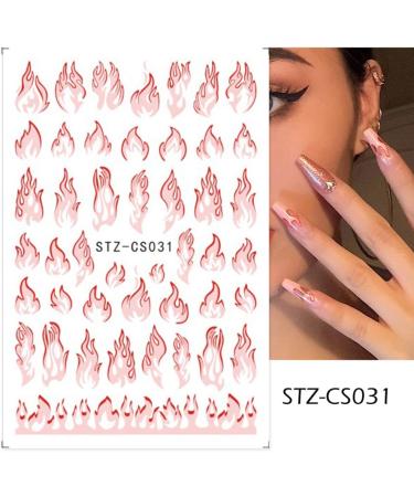 Nail Art Decoration DIY Adhesive Decals Nail Foils Nail Art Stickers 3D Fire Flame Design Pink Blue(STZCS-29) - Buy Online on GoSupps.com