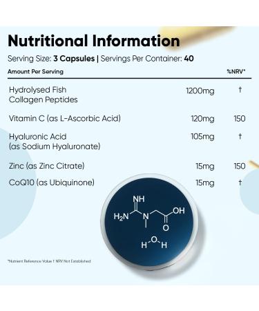 Marine Collagen Advanced Capsules 1455mg - 120 Capsules - Type 1 & 3 Collagen Supplements for Women & Men - Hydrolysed Fish Peptides Complex with Hyaluronic Acid Vitamin C Zinc & CoQ10 - Buy Online on GoSupps.com