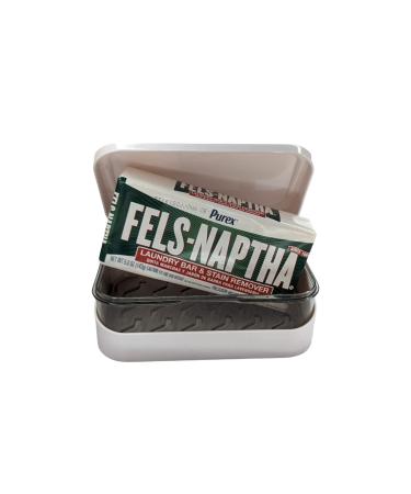 Bar Soap Fels Naptha Brown Heavy Duty Laundry Bar Soap & Stain Remover (5 oz) with BlehBlu Soap Box