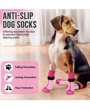 AUTOWT Anti Slip Dog Socks 3 Pairs - Indoor Hardwood Floor Dog Paw Protector Prevents Wear and Tear Pet Dog Adjustable Anti-Shedding Dog Socks for Small Medium Large Dogs(M 3 Pairs - Fuchsia) Medium 3 Pairs - Fuchsia - Buy Online on GoSupps.com
