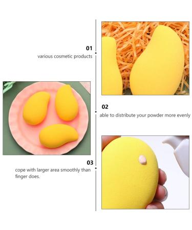 Beaupretty 3pcs Mango Cosmetic Egg Sponge Set - Premium Liquid & Cream Makeup Sponges for Flawless Foundation Application - Buy Online on GoSupps.com