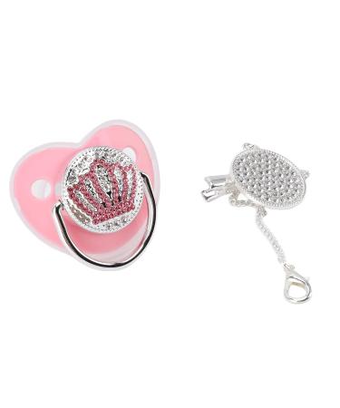 Bling Baby Pacifier: Rhinestone Crown, Ultra Soft Silicone, Safe for Breastfed Babies - Glow in The Dark, Baby Girl Pacifier (Pink) - Buy Online on GoSupps.com