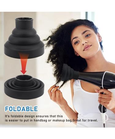 Universal Foldable Hair Diffuser | Silicone Adaptable Hair Dryer Accessory for All Hair Dryers - Black - Buy Online on GoSupps.com