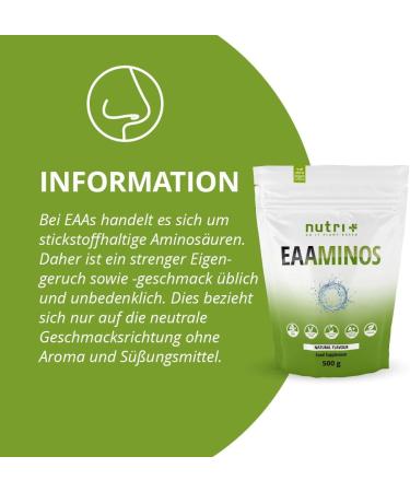 Nutri + EAA Powder Neutral 500g | High-Dose Vegan Instant EAAs - No Sweeteners Additives or Artificial Taste - Essential Amino Acids - Buy Online on GoSupps.com