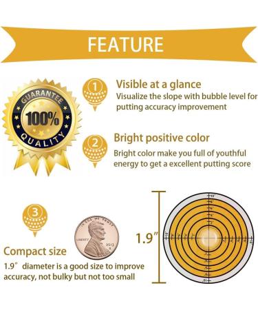 Level Angle High Precision Golf Ball Marker - Green Reader Golf Putting Aid | 1.9 x 0.39 inches, Yellow - Buy Online on GoSupps.com