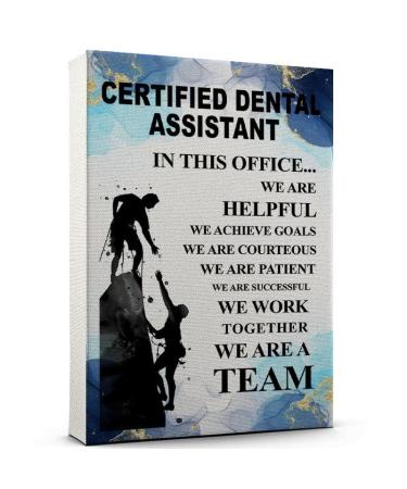Motivational Office Certified Dental Assistant Canvas Abstract Blue Watercolor Style Certified Dental Assistant Teamwork Quote Poster Print Personalized and Ready to Hang