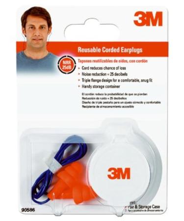 3M 90586-80025T Corded Reusable Earplugs
