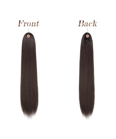 Fine Horseplay Extensions - 60 cm Long Straight Braid Synthetic Drawstring Ponytail Hair Extensions for Women - Brown - Buy Online on GoSupps.com