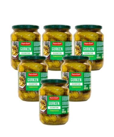 East-Euro fermented sliced cucumber 6 pack in a jar x 670g | Made using the traditional pickling method | 6 x 670 g/390 g
