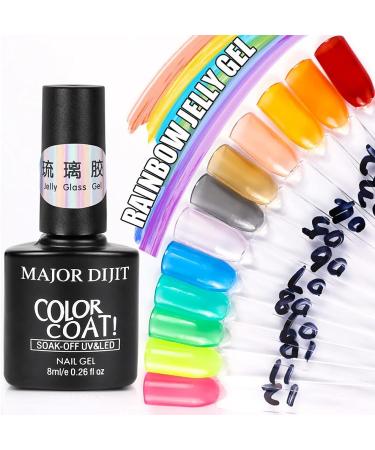 DouborQ Jelly Glass Gel Nail Polish Set 8ML 12 Colors Blue Red Purple Rainbow Neon Yellow Green Orange Summer Crystal Sweet Gel Polish Kit Translucent Soak Off UV Varnish Gel 12Color Jelly Gels Set - Buy Online on GoSupps.com