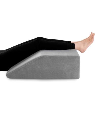 Leg Elevation Pillow with Removable Cover 10 Inch Memory Foam Leg Rest Pillow for Sleeping, Blood Circulation Wedge Pillows Relieve Leg, Knee, Hip and Lower Back Pain (Grey) Grey 10 inch