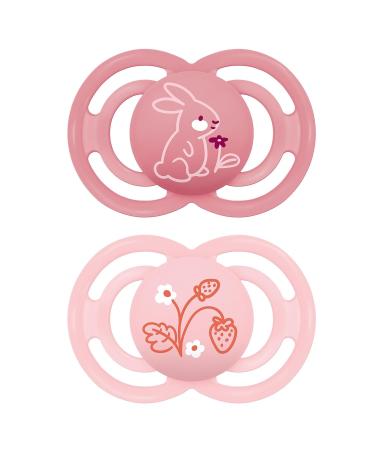 Mam Perfect Schnuller in a set of 2 for healthy dental and jaw development baby pacifier from sustainable & organic-renewable materials with pacifier box 16+ months rabbit / flower 16+ / silicone / day base / flower - Buy Online on GoSupps.com