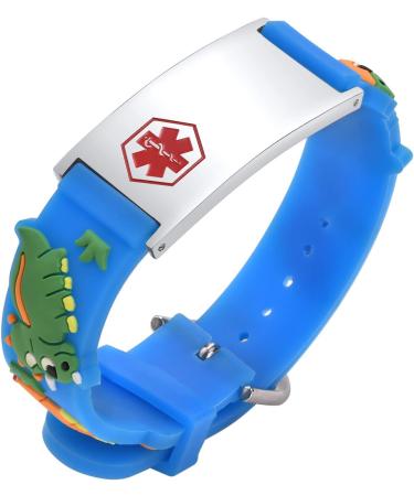 XUANPAI Personalized Kids Safety Wristband Bracelet | Emergency Contact & Medical Info ID | Waterproof Silicone Bracelet for Boys Girls Teenagers - Blue - Buy Online on GoSupps.com