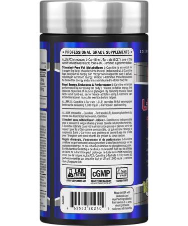 ALLMAX Nutrition - L-Carnitine + tartrate + vitamin B5-120 count capsules - Buy Online on GoSupps.com