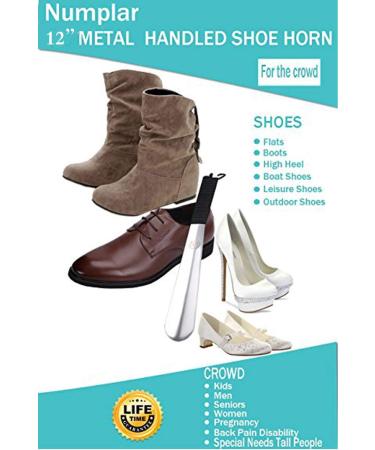 Hand-Made Metal Shoehorn | 12-Inch Manual Binding Handle for Men, Women, Kids, Travel & Boots | Elderly, Pregnancy-Safe | Black - Buy Online on GoSupps.com