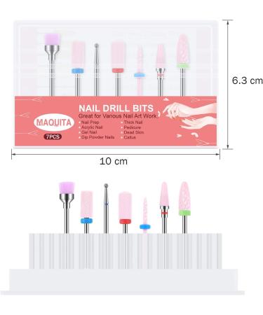 Maquita 7-Piece Ceramic Nail Drill Bits Set - Professional Gel & Acrylic Nail Millers for Home Manicure & Pedicure - Large Pink Gift - Buy Online on GoSupps.com
