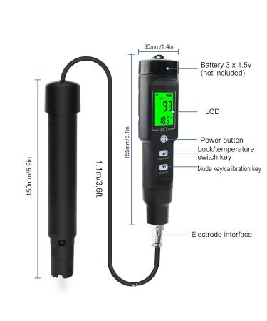 High-Precision Dissolved Oxygen Measurement Device for Freshwater Aquaculture | 0.0-40.0 mg/l & 0.0-300.0% Oxygen Saturation with Automatic Temperature Compensation - International Shipping Available - Buy Online on GoSupps.com