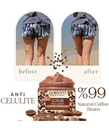 Lorenti Coffee Scrub Face & Body | Jojoba Oil & Vitamin E Anti Cellulite Stretch Marks Spider Veins Wrinkle Detox 500ml - Buy Online on GoSupps.com