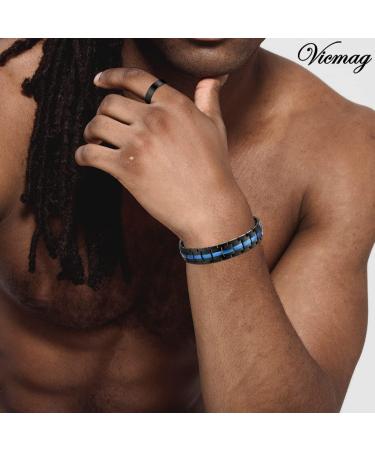 Vicmag Lymphatic Drainage Mantnetarmbon Men Titanstahl Magnet Double-Row Ultra-Strength Magnets | Adjustable with Gift Box - Blue Line - Buy Online on GoSupps.com