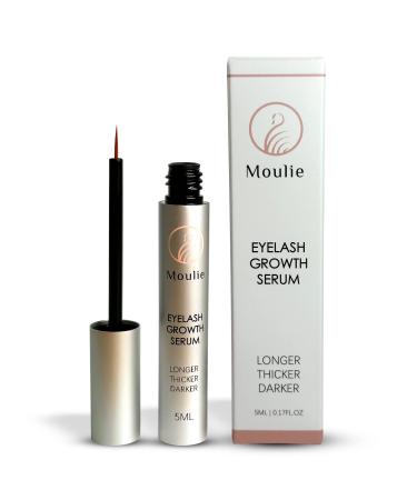 Moulie Eyelash Growth Serum  Natural Organic Lash Boost & Enhancer for Longer  Fuller  & Thicker Lashes & Brows (5ml)  Cruelty-Free  & Irritation-Free Formula.