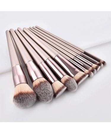 Champagne Gold 10-Piece Makeup Brush Set - Lip Powder & Foundation Brushes for Flawless Application | International Shipping Available - Buy Online on GoSupps.com