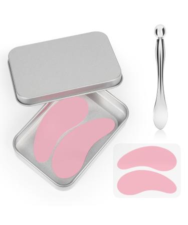 2 Pairs Under Eye Patches Silicone - Reusable Eye Patches Eye Wrinkle Patches Under Eye Mask Plump Fine Lines & Wrinkles with Metal Eye Cream Applicator Tin Case