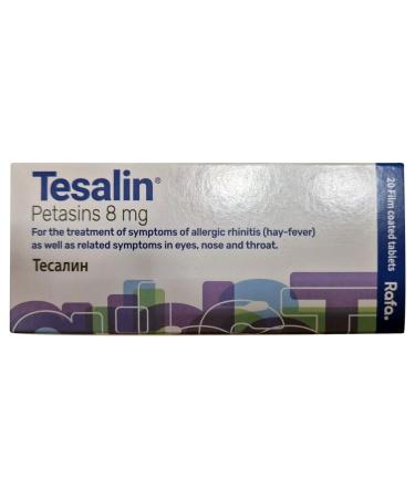 Tesalin for Allergic Rhinitis and Related Symptoms of The Eyes Nose and Throat - Made in The Switerland - 20 Tablets White