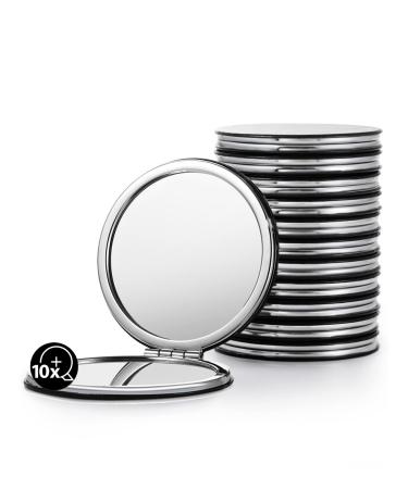 Getinbulk Compact Magnifying Mirror Bulk  Set of 12 Round Double-Sided 1X/10X Magnification PU Leather 2.8(Black) 12 Pcs  Black 1X/10X