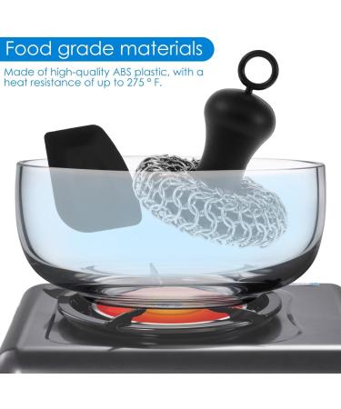 Protoiya Cast Iron Scrubber Food Grade Stainless Steel Chainmail Scrubber with Heat Resistant Pan Scraper Anti-Rust Cast Iron Scrubber Brush with Handle Reusable Cast Iron Cleaner for Cookware - Buy Online on GoSupps.com