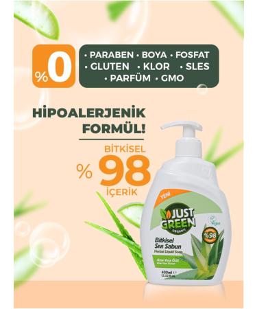 Just Green Organic Liquid Hand Wash Hand Soap - Enriched with Aloe Vera Gel Extract Chemical-Free Hand Wash for a Refreshing Cleanse - Buy Online on GoSupps.com