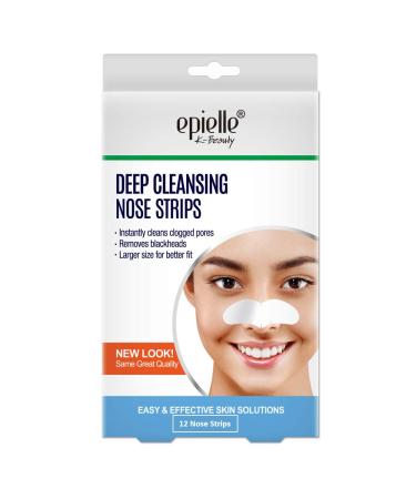 Epielle Deep Cleansing Nose Strip 12 nose strips - Instantly cleans clogged pores Removes Blackheads Larger size for better fit Easy skin solutions lifting away unwanted blackheads