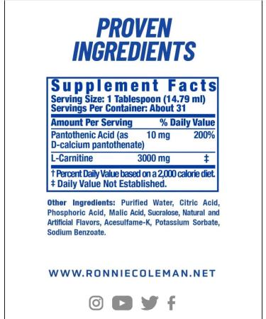 Ronnie Coleman L-Carnitine XS 3000 Liquid - Amino Acids for Metabolism & Muscle Strength - Orange Smash - 16oz & 24oz - Buy Online on GoSupps.com