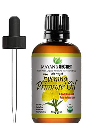 Mayan's Secret Evening Primrose Oil USDA Certified Organic/Natural/Undiluted/Unrefined/Cold Pressed Carrier Oil. Rejuvenate and moisturize the skin and hair