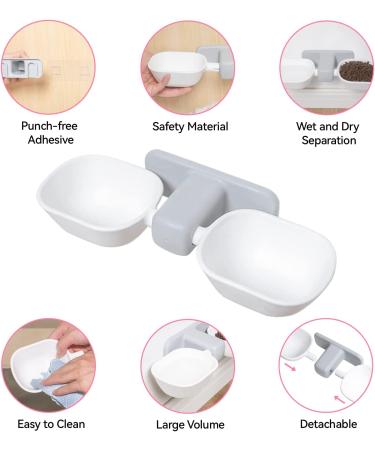 Anti-Spill Elevated Cat Food and Water Bowls Set - Wall Mounted Hanging Cat Bowls for No Vomiting, Dishwasher Safe - Buy Online on GoSupps.com