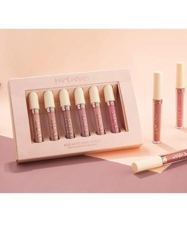 Buy GL-TURELIFES 6-Piece Rose Matte Lipstick Set | Waterproof Velvet Liquid Lip Gloss in Non-Female Nude Colors | Perfect Gift Box - International Shipping Available - Buy Online on GoSupps.com