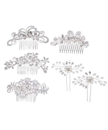 inSowni 32 Pack Silver Wedding Hair Combs & Pins Set with Rhinestone Pearls - Bridal Accessories for Women, Girls, Brides, Bridesmaids - Buy Online on GoSupps.com