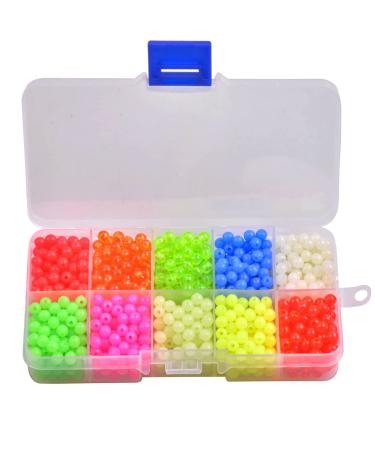Fishing Beads Assorted Set, 1000pcs 5mm Round Float Glow Fishing Bait Eggs Luminous Fishing Line Beads Plastic Fishing Rig Beads Lures Tackle Saltwater Freshwater