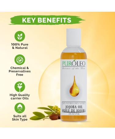 PUROLEO Jojoba Oil - 100% Pure, Cold Pressed, Unrefined (MADE IN CANADA) - Hair, Beard, Cuticle, Baby & Face Oil - Personal Beauty Pack - Premium Leakproof Packaging | 4oz - Buy Online on GoSupps.com