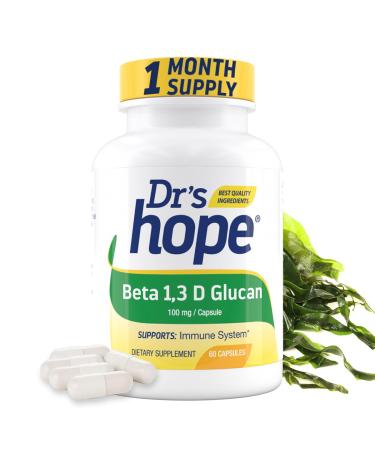 Beta 1 3D Glucan 200mg 60 Veggie Capsules - for Immune Wellbeing - Clean Formula Supplement - 2 Capsules/Day 1-Month Supply - Made in The USA 60 Count (Pack of 1)