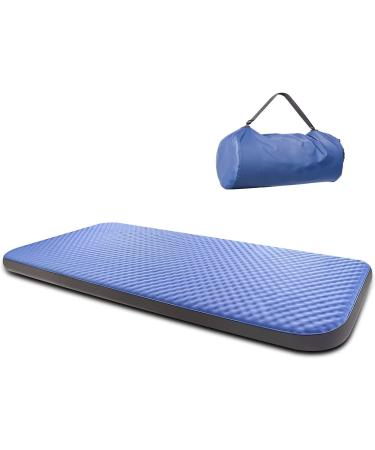 Single Self Inflating Camping Mattress, 8028 Sleeping Pad, Ultra Comfortable Side Sleep Friendly 4 Inches Thick PU Foam, Portable Roll Up Floor Guest Bed, TPU Material, Blue