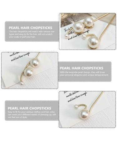Chinese Vintage Hairstick & Hairpin Set - 2 Pearl Hair Chopsticks for Weddings & Parties - Elegant Golden Zinc Alloy Chignon Pins - Buy Online on GoSupps.com