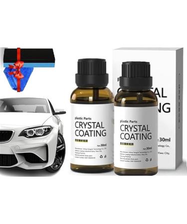 Car Plastic Renovation Coating Crystal Coating For Car Renovador De Pl Sticoy Cuero DeInteriores Revestimiento De Plastico Para Carro Long Duration Plastic Parts Refurbish Agent With Spong ( Color 2pcs