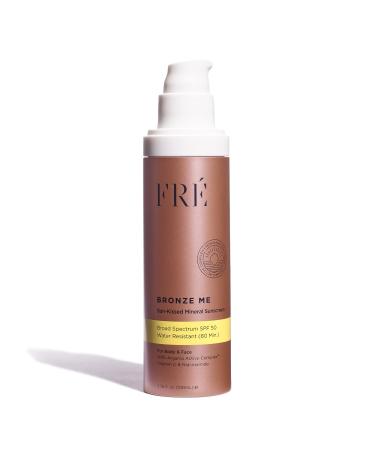 FR Bronze Me SPF 50 Tinted Mineral Sunscreen for Face & Body, Instant Shimmery Tan, Multitasking Self-Tanner & Skincare, Reef-Safe, Vegan