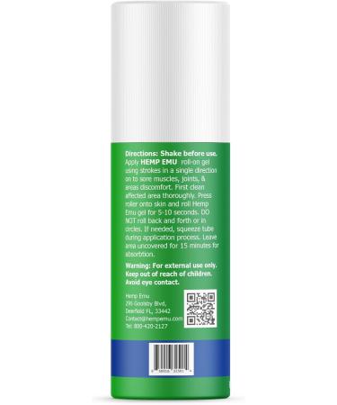 Hemp Emu Roll On Gel - Organic Hemp & Emu Oil Muscle Rub for Back & Joint Pain Relief - Soothing Gel with Menthol Eucalyptus & Aloe Vera - Buy Online on GoSupps.com