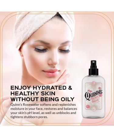Quinn's Rose Water Spray - Hydrating Facial Toner for Hair, Skin, and Face - 8 Ounce - Buy Online on GoSupps.com