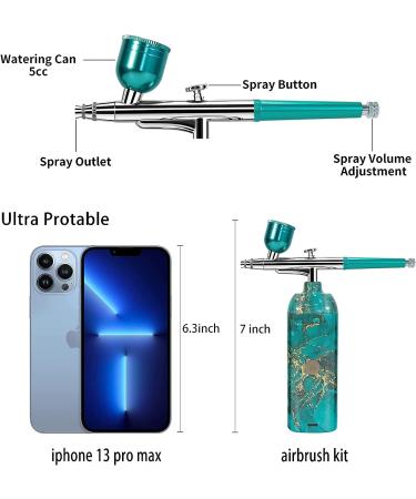 TIQTAK Cordless Airbrush Kit with Compressor - Portable Makeup Air Brush for Model Coloring, Nail Art, Cake Decoration, Tattoo & Barber - Green - Buy Online on GoSupps.com