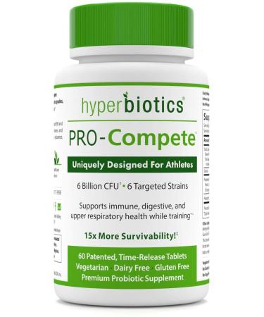 Hyperbiotics PRO-Compete Uniquely Designed for Athletes 6 Billion CFU 60 Time-Release Tablets